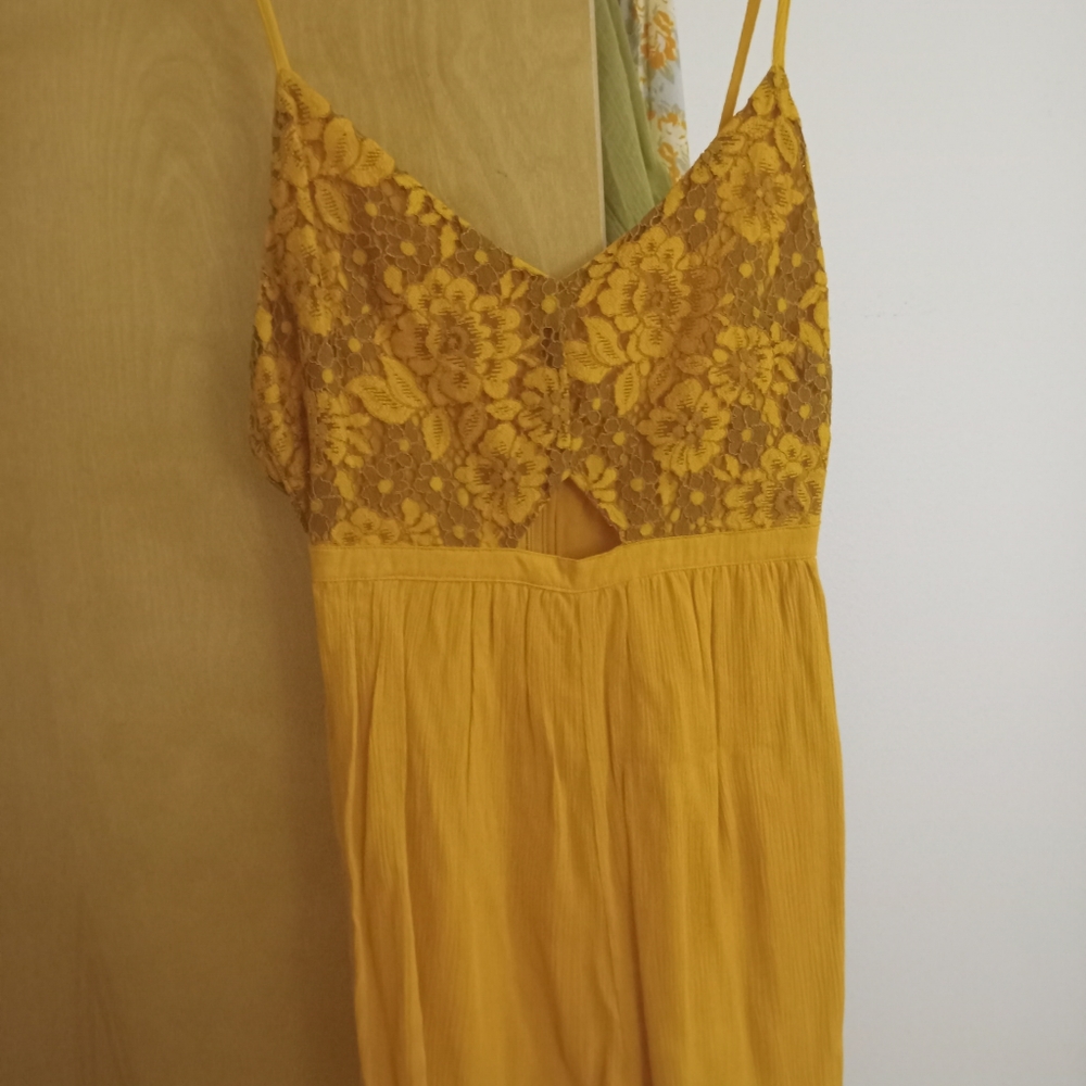 Golden mustard open back romper